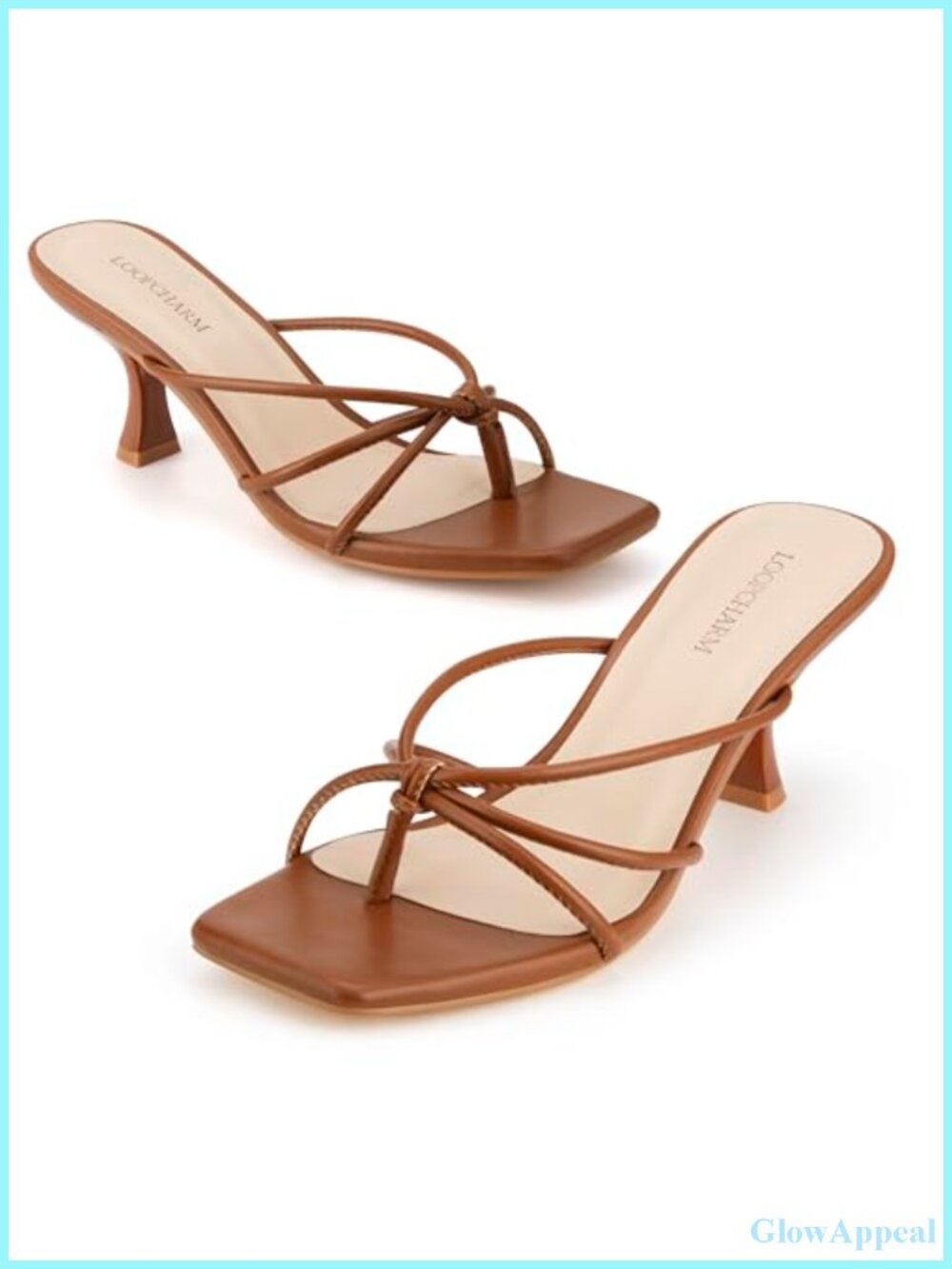 Women's Strappy Kitten Heel Square Toe Thong Sandals Mules